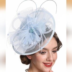 NEW! Elegant Powder Blue Fascinator Hat